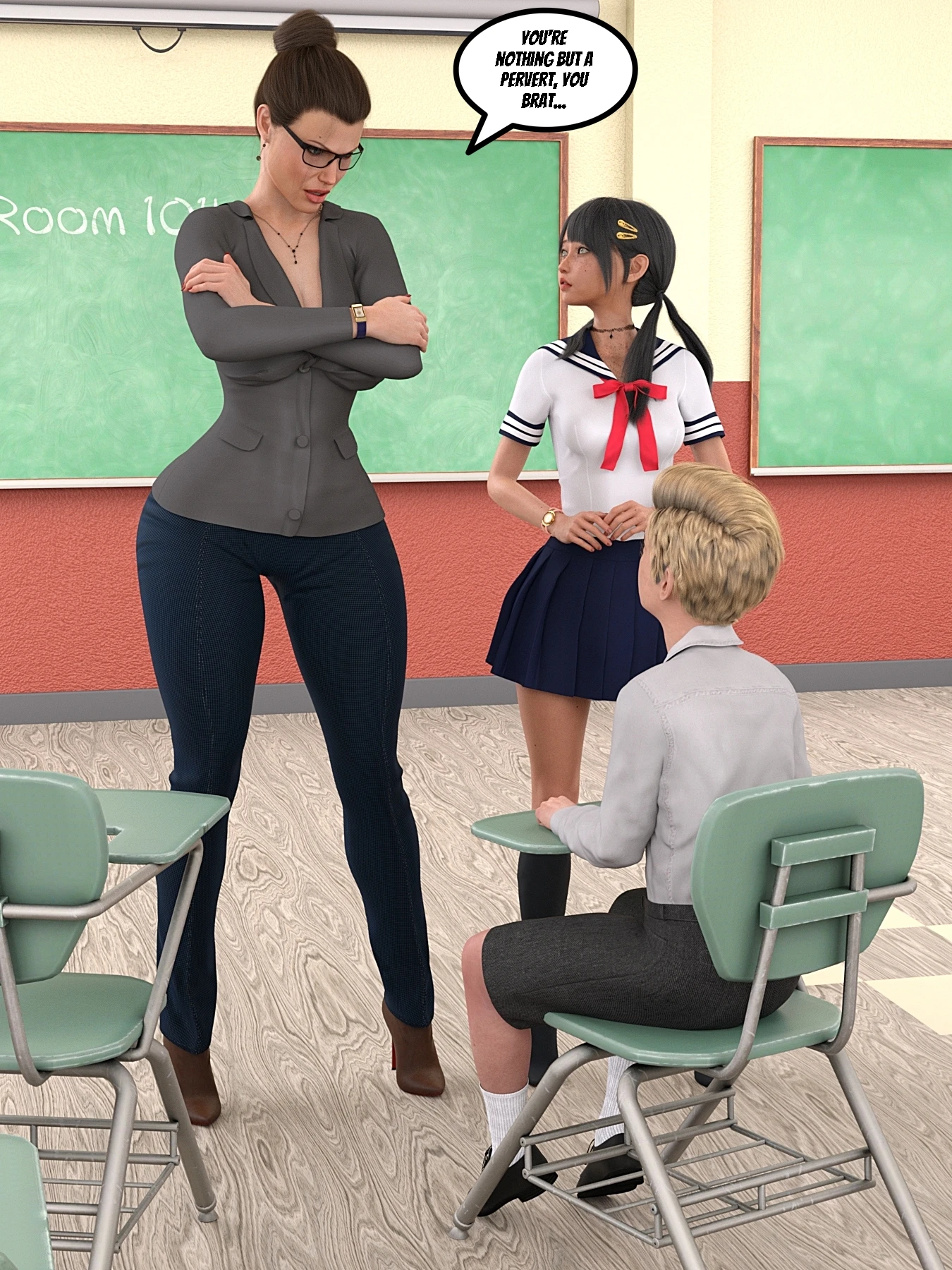 (3D) School Fetish -They hate me!